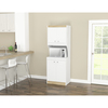 Inval Kitchen/Microwave Storage Cabinet 23.6 in.W x 16.9 in. D x 67 in. H in White and Vienes Oak AL-3513